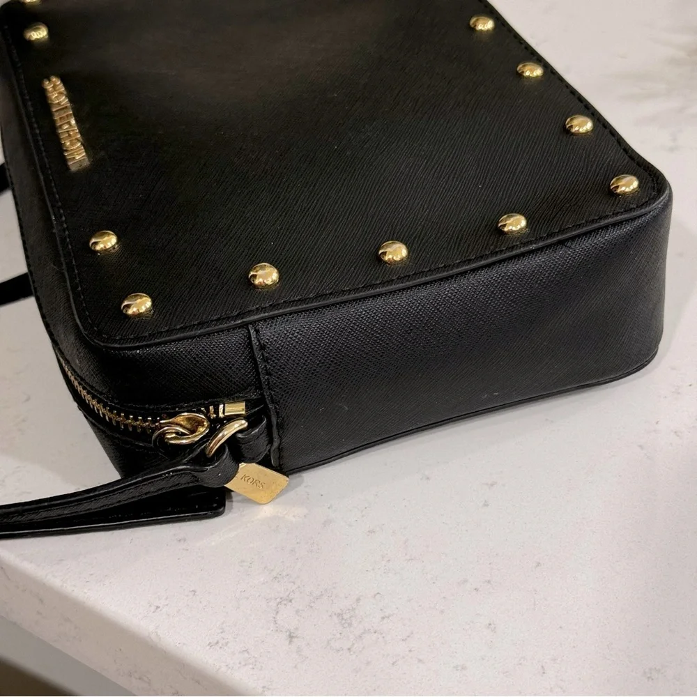 Michael Kors Sandrine Stud MK Crossbody Bag Purse Saffiano Leather